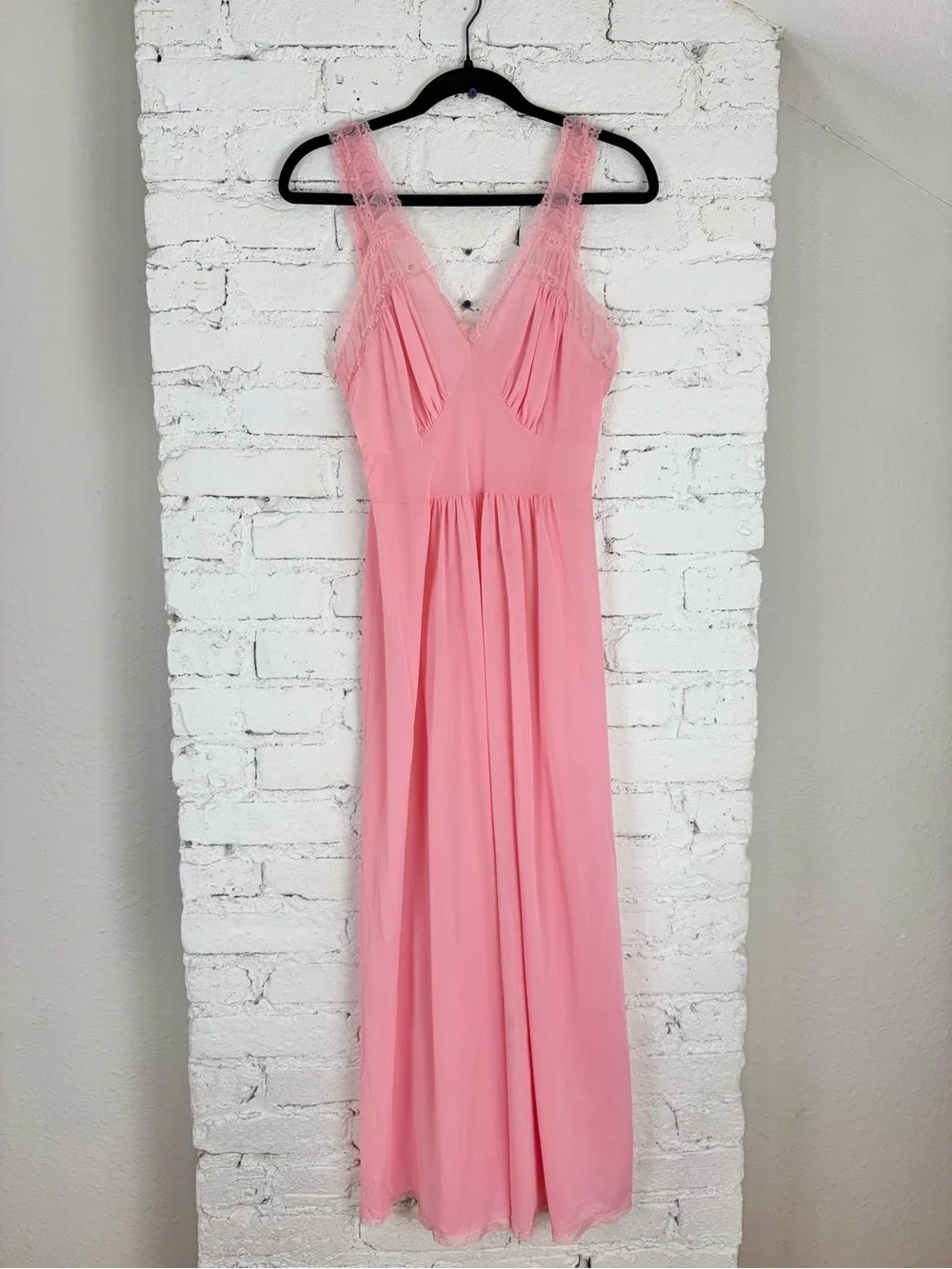Vintage 50s Luxite by Holeproof Nylon Pink Maxi Slip Nightie Lingerie Dress 34 - Picture 8 of 15